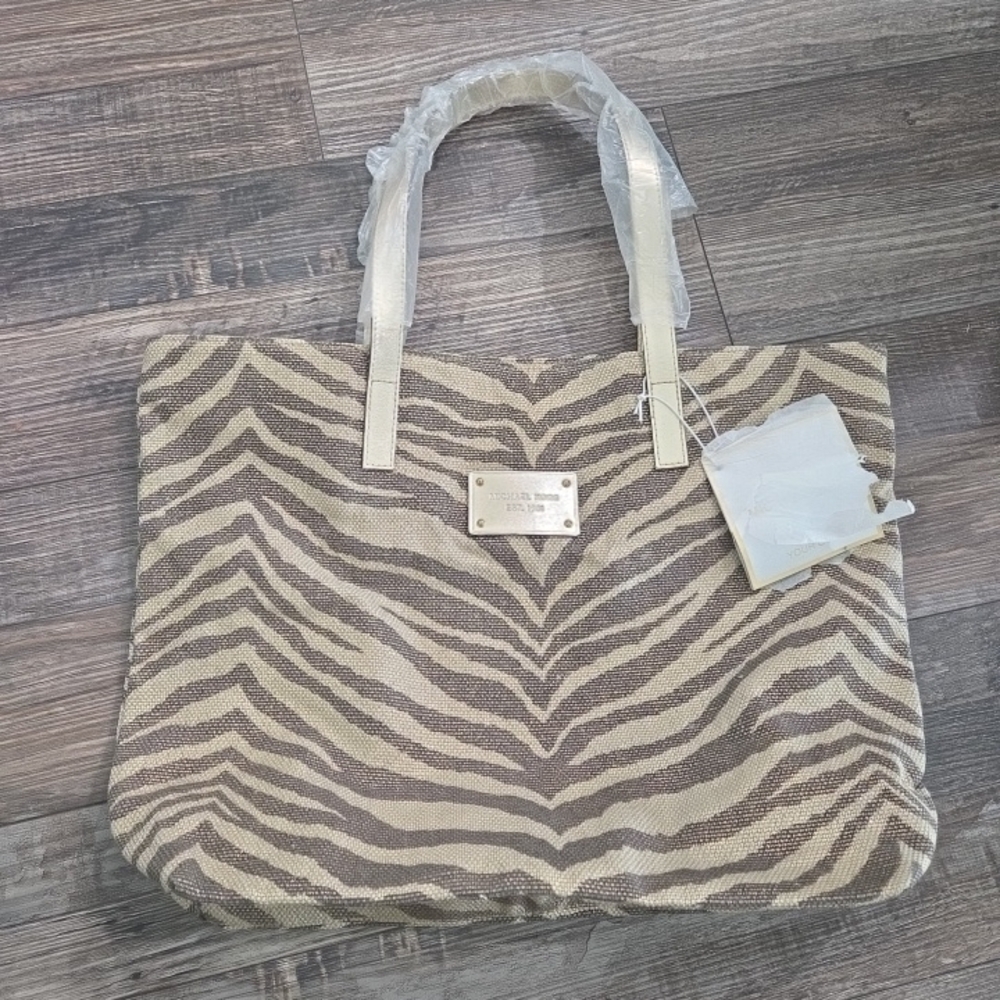 Michael Kors Zebra Print Tote in Brown and Cream